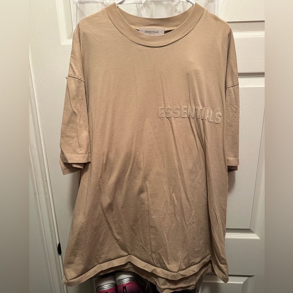 Essentials Beige Tee with Black Logo